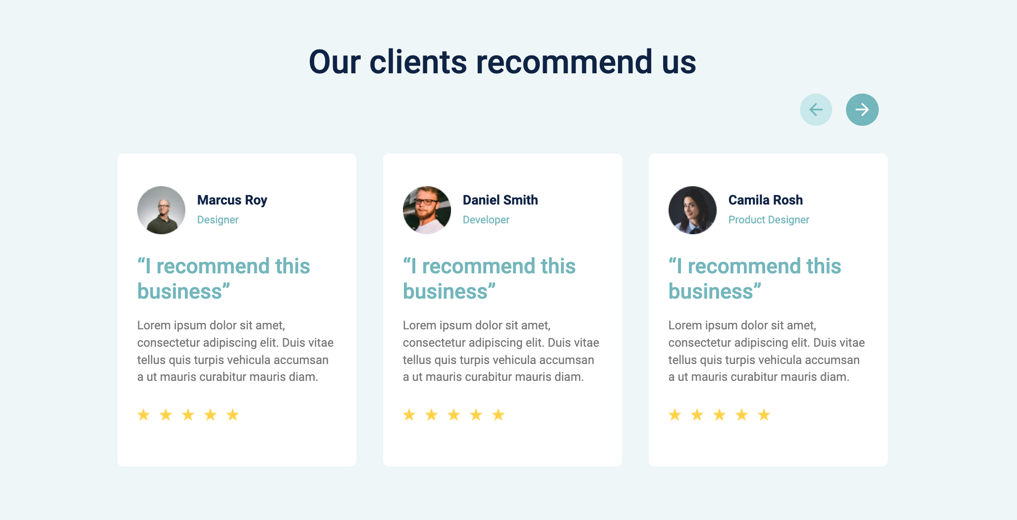 Clients Review Cards