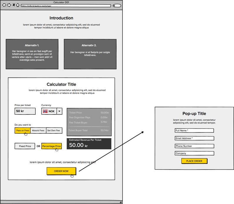 TicketCo Pricing Page New Wireframe