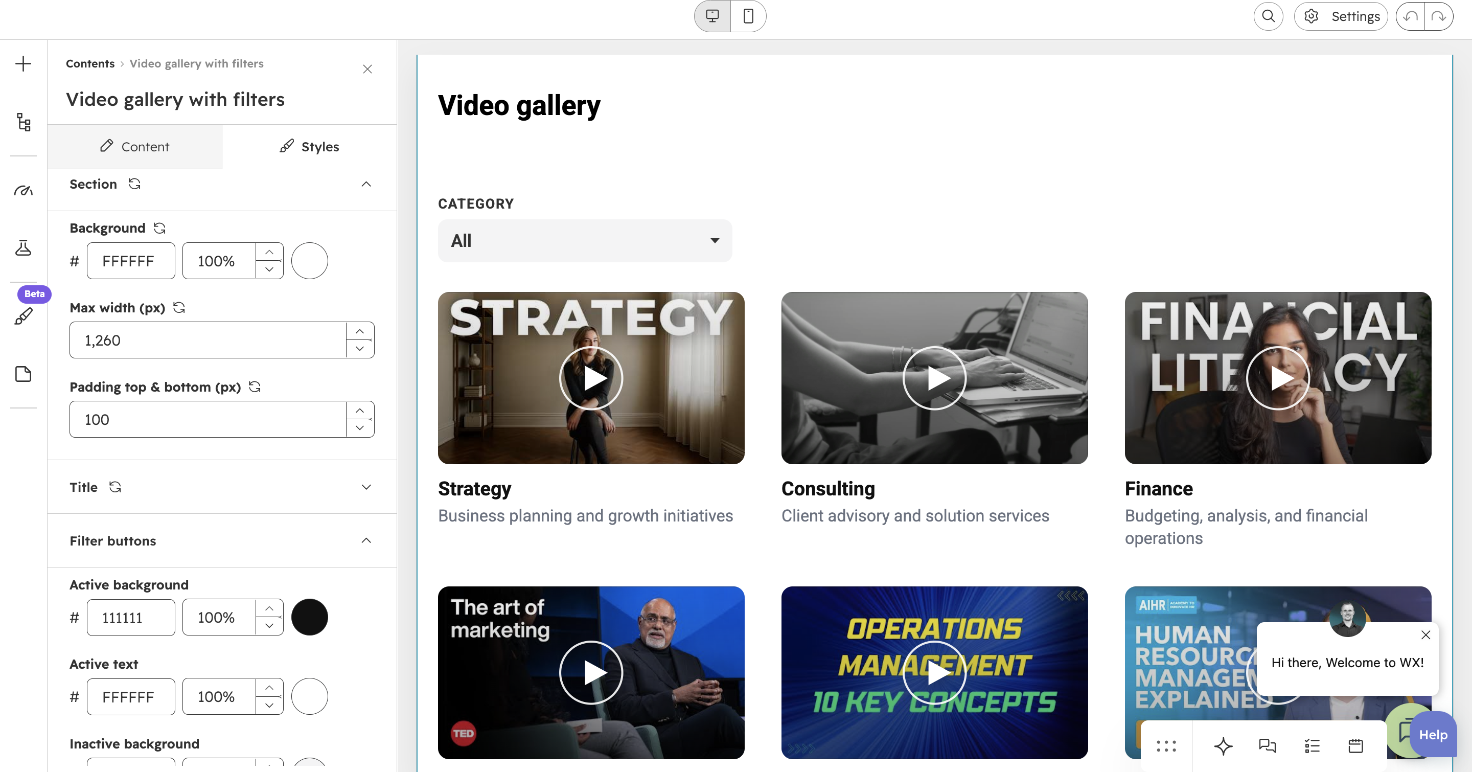 video gallery features