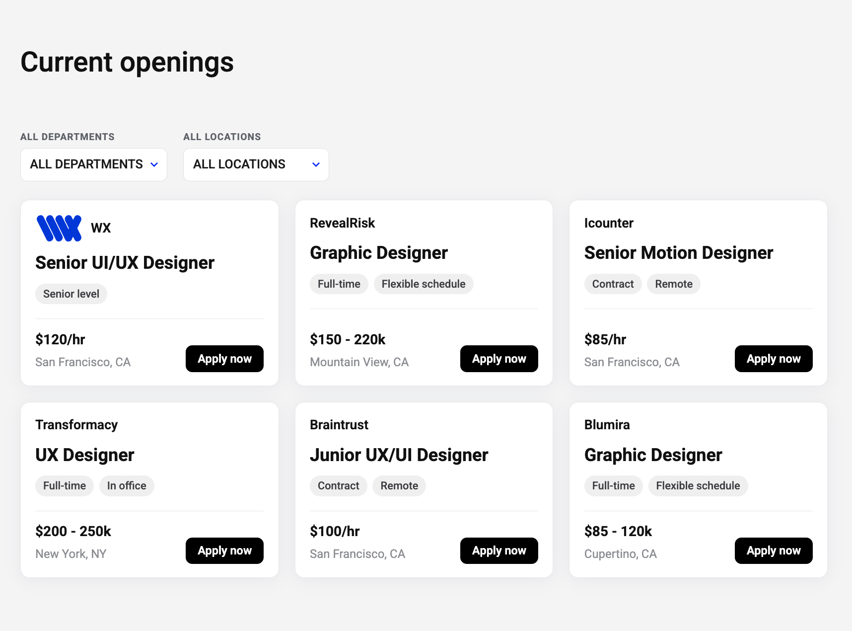 Job listing