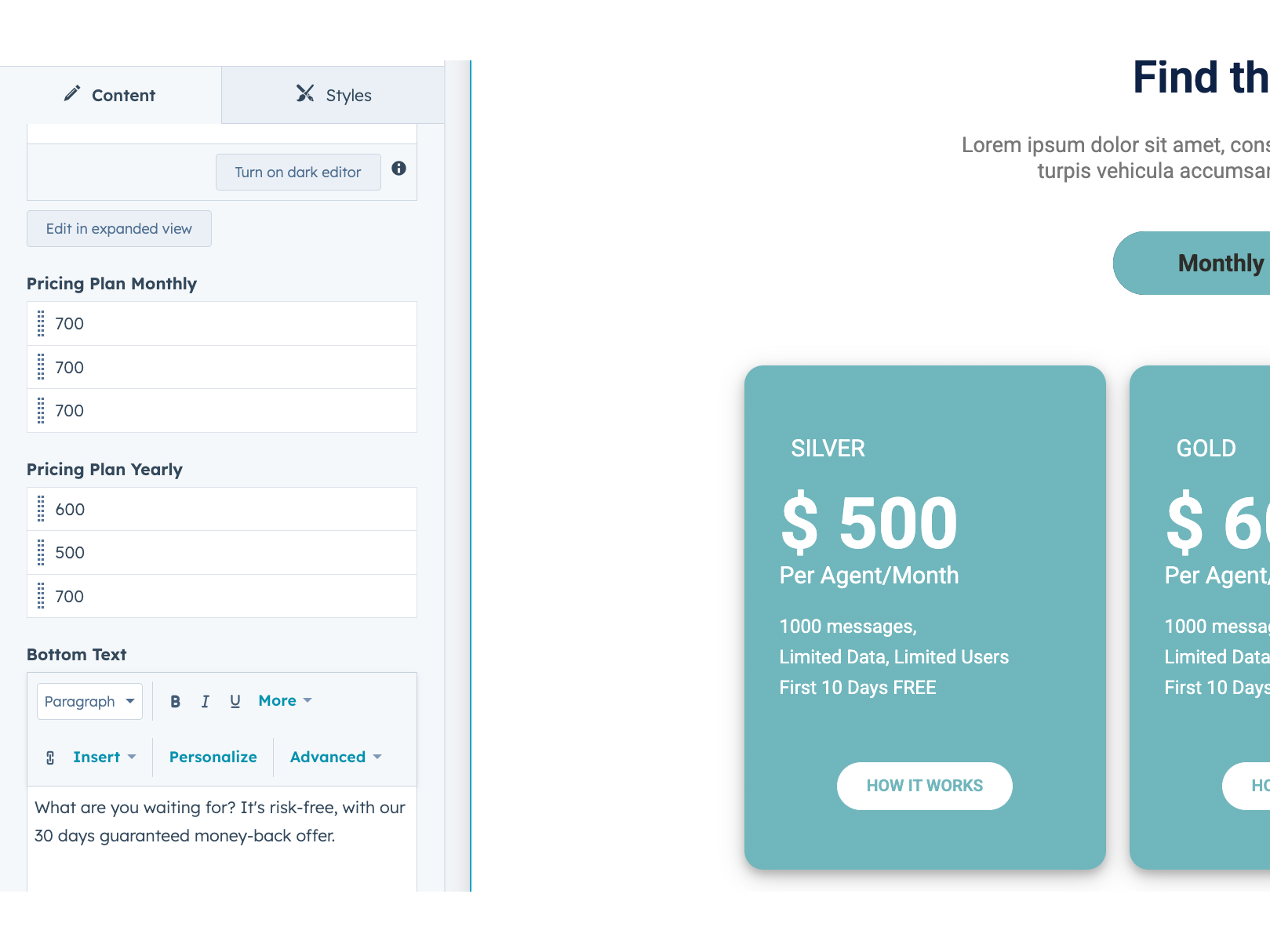 Add multiple PLANS WITH FEATURES for each of them